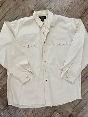 Greatland Apparel Mens XXL Cream Western Button Down Shirt Cotton Long Sleeve